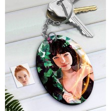 BK Kişiye Özel Kadın Soyut Karikatürlü Ahşap Anahtarlık-5