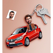 BK Kişiye Özel Bay Renault Sandero Figürlü Plakalı Ahşap Karikatür Anahtarlık