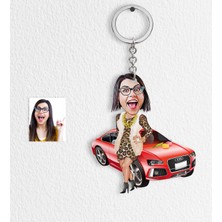 BK Kişiye Özel Bayan Patron Karikatür Anahtarlık - 1