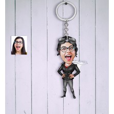 BK Kişiye Özel Bayan Pilot Karikatür Anahtarlık