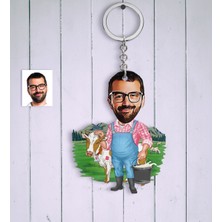 BK Kişiye Özel Bay Çiftçi Karikatür Anahtarlık
