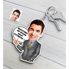 BK Kişiye Özel Bay Kolay Yetişmiyor Karikatürlü Ahşap Anahtarlık-2