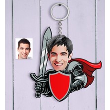 BK Kişiye Özel Şövalye Karikatürlü Ahşap Anahtarlık - 2