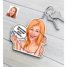 BK Kişiye Özel Bayan Kolay Yetişmiyor Karikatürlü Ahşap Anahtarlık-7