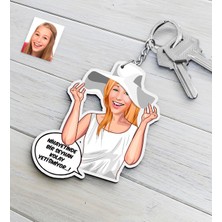 BK Kişiye Özel Bayan Kolay Yetişmiyor Karikatürlü Ahşap Anahtarlık-6