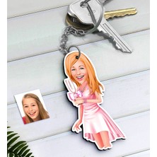 BK Kişiye Özel Bayan Karikatürlü Ahşap Anahtarlık-41