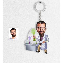 BK Kişiye Özel Bay Kimya Mühendisi Karikatür Anahtarlık - 1