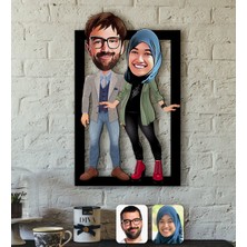 BK Kişiye Özel Sevgililer Karikatürlü 3D Ahşap Tablo-60