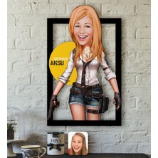 BK Kişiye Özel Kadın Pubg Karikatürlü 3D Ahşap Tablo-3