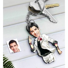 BK Kişiye Özel Bay Karikatürlü Ahşap Anahtarlık-34