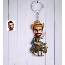BK Kişiye Özel Bay Rodeocu Karikatür Anahtarlık