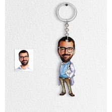 BK Kişiye Özel Bay Başhekim Karikatür Anahtarlık - 1