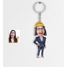 BK Kişiye Özel Bayan Mühendis Karikatür Anahtarlık - 1