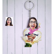 BK Kişiye Özel Bayan Yeni Yıl Karikatür Anahtarlık