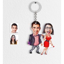 BK Kişiye Özel Sevgililer Karikatür Anahtarlık - 4