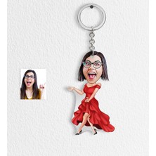 BK Kişiye Özel Bayan Manken Karikatür Anahtarlık - 1