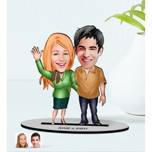 BK Kişiye Özel Isimli Sevgililer Karikatürlü Ahşap Biblo MODEL-110