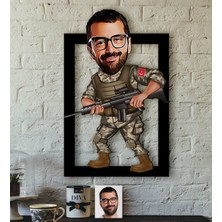 BK Kişiye Özel Asker Karikatürlü 3D Ahşap Tablo-1