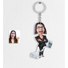 BK Kişiye Özel Bayan Muhasebeci Karikatür Anahtarlık - 1