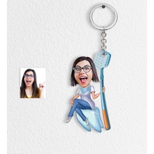 BK Kişiye Özel Bayan Diş Hekimi Karikatür Anahtarlık - 4