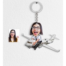 BK Kişiye Özel Bayan Kaptan Pilot Karikatür Anahtarlık - 1