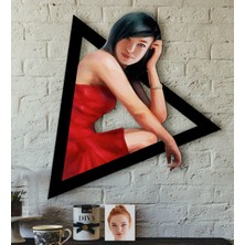 BK Kişiye Özel Kadın Soyut Suluboya Tasarımlı 3D Ahşap Tablo-2