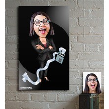 BK Kişiye Özel Bayan Muhasebeci Karikatür Ahşap Tablo - 2