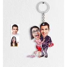 BK Kişiye Özel Sevgililer Karikatür Anahtarlık - 2