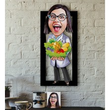 BK Kişiye Özel Bayan Diyetisyen Karikatürlü 3D Ahşap Tablo-1