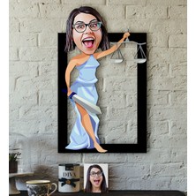 BK Kişiye Özel Bayan Avukat Karikatürlü 3D Ahşap Tablo-2