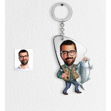 BK Kişiye Özel Bay Balıkçı Karikatür Anahtarlık - 1