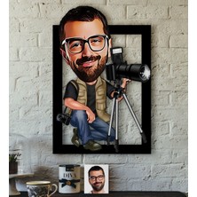 BK Kişiye Özel Bay Profesyonel Fotoğrafçı Karikatürlü 3D Ahşap Tablo-1