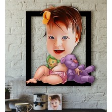 BK Kişiye Özel Bebek Karikatürlü 3D Ahşap Tablo-2