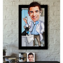BK Kişiye Özel Bay Veteriner Hekimi Karikatürlü 3D Ahşap Tablo