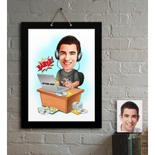 BK Kişiye Özel Bay Gamer Karikatür Ahşap Tablo - 1