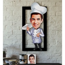 BK Kişiye Özel Bay Chef Karikatürlü 3D Ahşap Tablo-4