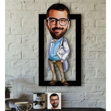 BK Kişiye Özel Bay Doktor Karikatürlü 3D Ahşap Tablo-8