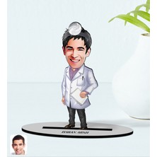Bk Gift Kişiye Özel Erkek Doktor Karikatürlü Ahşap Biblo Model 10