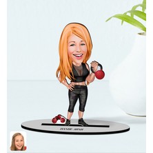 Bk Gift Kişiye Özel Kadın Sporcu Kahraman Karikatürlü Ahşap Biblo Model 2