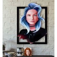 BK Kişiye Özel Kadın Soyut Karikatürlü 3D Ahşap Tablo-25