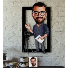 BK Kişiye Özel Bay Yönetmen Karikatürlü 3D Ahşap Tablo-1
