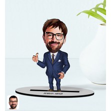 Bk Gift Kişiye Özel Erkek Ceo Karikatürlü Ahşap Biblo Model 6