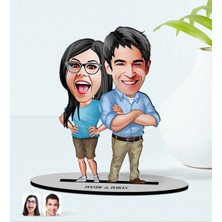 BK Kişiye Özel Isimli Sevgililer Karikatürlü Ahşap Biblo MODEL-101