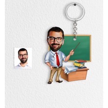 BK Kişiye Özel Bay Öğretmen Karikatür Anahtarlık - 1