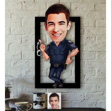 BK Kişiye Özel Bay Polis Karikatürlü 3D Ahşap Tablo-2