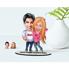 BK Kişiye Özel Sevgili Karikatürlü Ahşap Biblo Model-5