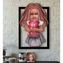 BK Kişiye Özel Kız Çocuk Illüstrasyon Tasarımlı 3D Ahşap Tablo-1