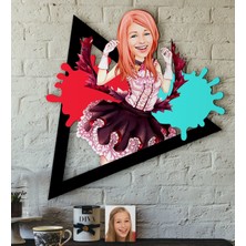 BK Kişiye Özel Kadın Soyut Karikatürlü 3D Ahşap Tablo-14