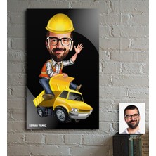 BK Kişiye Özel Bay Yol Mühendisi Karikatür Ahşap Tablo - 1