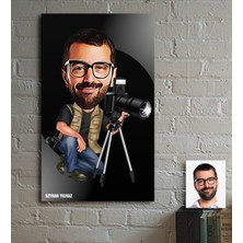 BK Kişiye Özel Bay Profesyonel Fotoğrafçı Karikatür Ahşap Tablo - 1